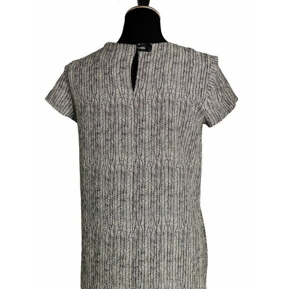 Zara Basic Collection Womens‎ Shift Dress White Black Herringbone Crew Neck M - Picture 5 of 10